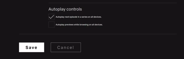 Netflixi automaatse esituse seadete näide