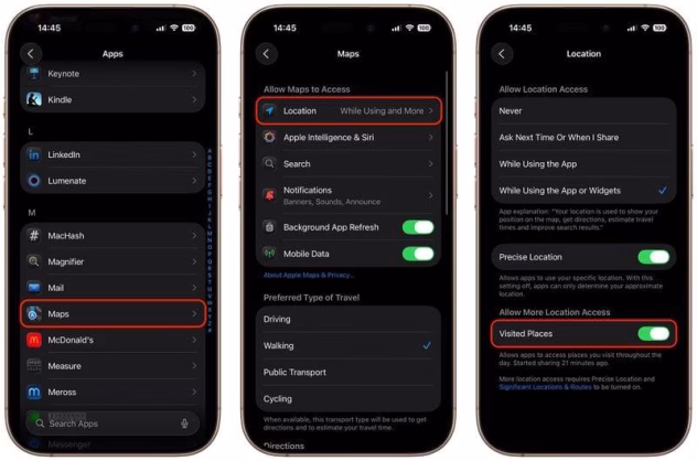 iPhone’i seadete menüü